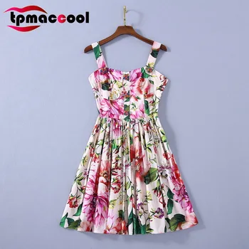 Tpmaccool Luxury designer Flower Printed pure Cotton bight Color 3d Ceramic flower Buttons 2020 Summer mini Party holiday Dress 
Tpmaccool Luxury designer Flower Printed pure Cotton bight Color 3d Ceramic flower Buttons 2020 Summer mini Party holiday Dress