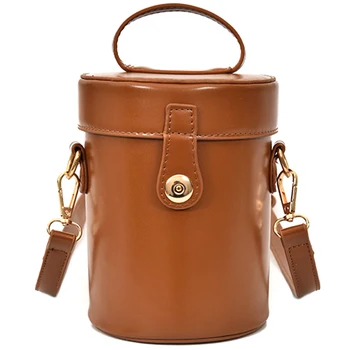 Personality Pu Leather Ladies Handbag Mini Bucket Bag Ladies Shoulder Messenger Bag Evening Bag Retro Clutch Bag Brown 
Personality Pu Leather Ladies Handbag Mini Bucket Bag Ladies Shoulder Messenger Bag Evening Bag Retro Clutch Bag Brown