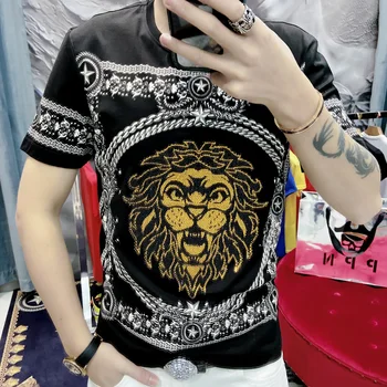 Camisetas Hombre Fashion Men Short Sleeve T-shirt Lion Figure Printing Slim Fit T-shirt Harajuku Tee Shirt Homme Poleras Hombre 
Camisetas Hombre Fashion Men Short Sleeve T-shirt Lion Figure Printing Slim Fit T-shirt Harajuku Tee Shirt Homme Poleras Hombre