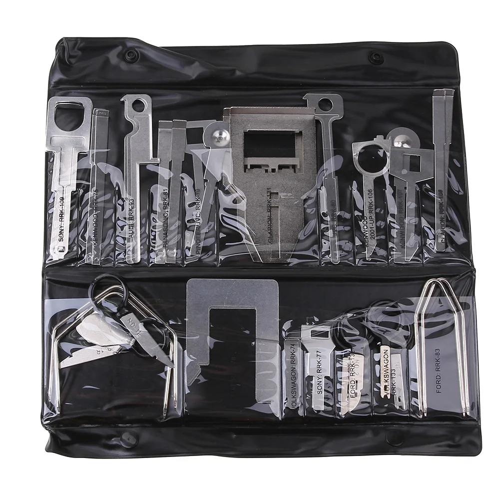 38 Pcs/Set Multifunction Vehicle Car Stereo Radio Release Removal Tools Key Kit with Bag for Kenwood Tool Fit for Benz Ford Audi
38 Pcs/Set Multifunction Vehicle Car Stereo Radio Release Removal Tools Key Kit with Bag for Kenwood Tool Fit for Benz Ford Audi