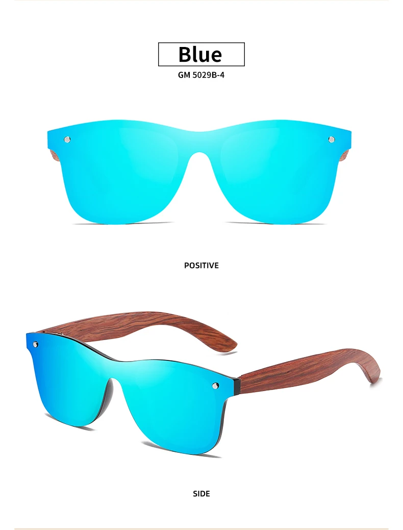 New Brand Wooden Vintage Sunglasses Men Polarized Flat Lens Rimless Square Frame Women Sun Glasses