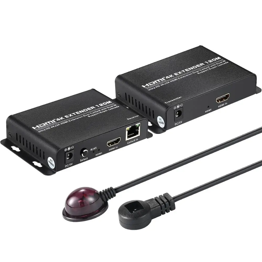 4K HDMI Extender Over IP Kit 1 to Many or Over Single Cat5e/Cat6/Cat7 Cable with Remote IR Control - Up to 395 feet (120m)
4K HDMI Extender Over IP Kit 1 to Many or Over Single Cat5e/Cat6/Cat7 Cable with Remote IR Control - Up to 395 feet (120m)