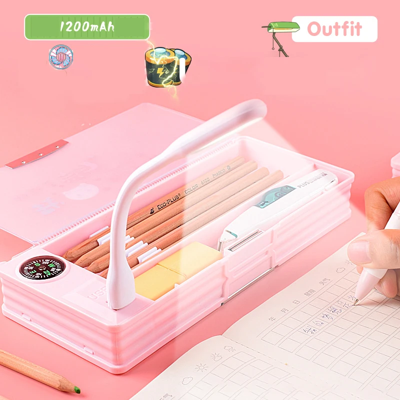 Multifunctional USB Charging Pencil Case With LED Light Mini Fan Compass Student Stationery Box Pencil Case School Supplies Gift
Multifunctional USB Charging Pencil Case With LED Light Mini Fan Compass Student Stationery Box Pencil Case School Supplies Gift