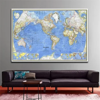 225*150cm 1965 World Map Non Woven Map of The World Posters and Prints Horizontal Version Wall Paper Office School Home Supplies
225*150cm 1965 World Map Non Woven Map of The World Posters and Prints Horizontal Version Wall Paper Office School Home Supplies