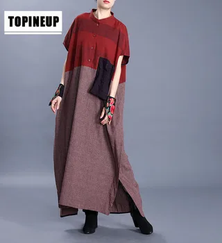 2020 Womens Retro Casual Loose Crew neck Button short sleeve splicing Plus size summer dress
2020 Womens Retro Casual Loose Crew neck Button short sleeve splicing Plus size summer dress