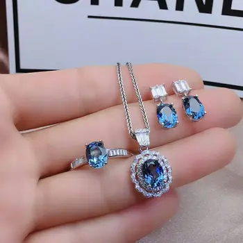 MeiBaPJ Natural Deep London Blue Topaz Gemstone Jewelry Set 925 Pure Silver 3 Pieces Suit Wedding Jewelry for Women 
MeiBaPJ Natural Deep London Blue Topaz Gemstone Jewelry Set 925 Pure Silver 3 Pieces Suit Wedding Jewelry for Women