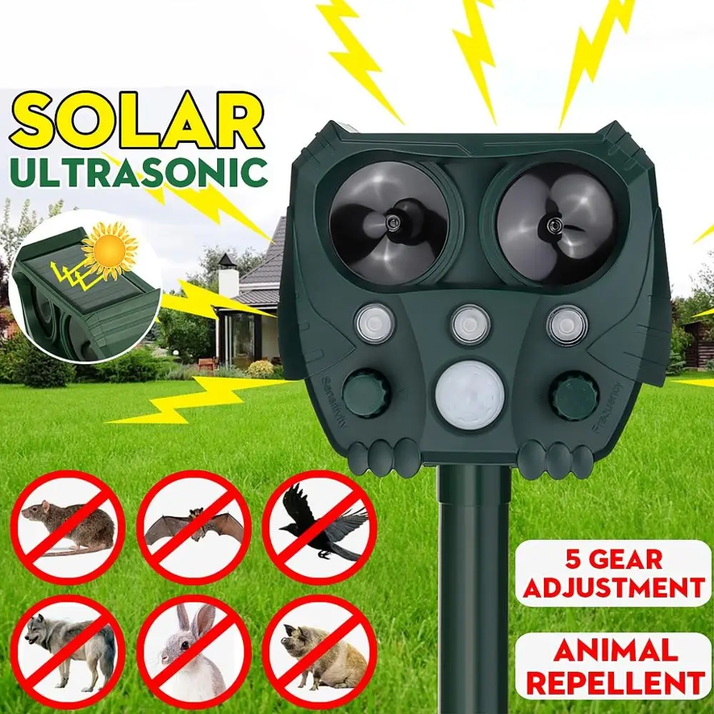 2020 Solar Power Ultrasonic Animal Repellent Outdoor Waterproof Dog Cat Rat Bird Animal Bat Squirrel Pest Control Supplies
2020 Solar Power Ultrasonic Animal Repellent Outdoor Waterproof Dog Cat Rat Bird Animal Bat Squirrel Pest Control Supplies