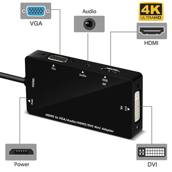HDMI to VGA DVI HDMI Adapter 3-in-1 Multifunction Audio USB Converter for Computer PC Projector VDX99
HDMI to VGA DVI HDMI Adapter 3-in-1 Multifunction Audio USB Converter for Computer PC Projector VDX99