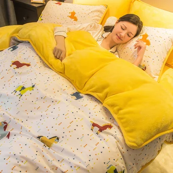 AB Side Bedding Set A Cotton B Flannel Velvet Duvet Cover Bed Sheet Pillowcases 3/4pcs Thick Comforter Cover Set Queen Size
AB Side Bedding Set A Cotton B Flannel Velvet Duvet Cover Bed Sheet Pillowcases 3/4pcs Thick Comforter Cover Set Queen Size