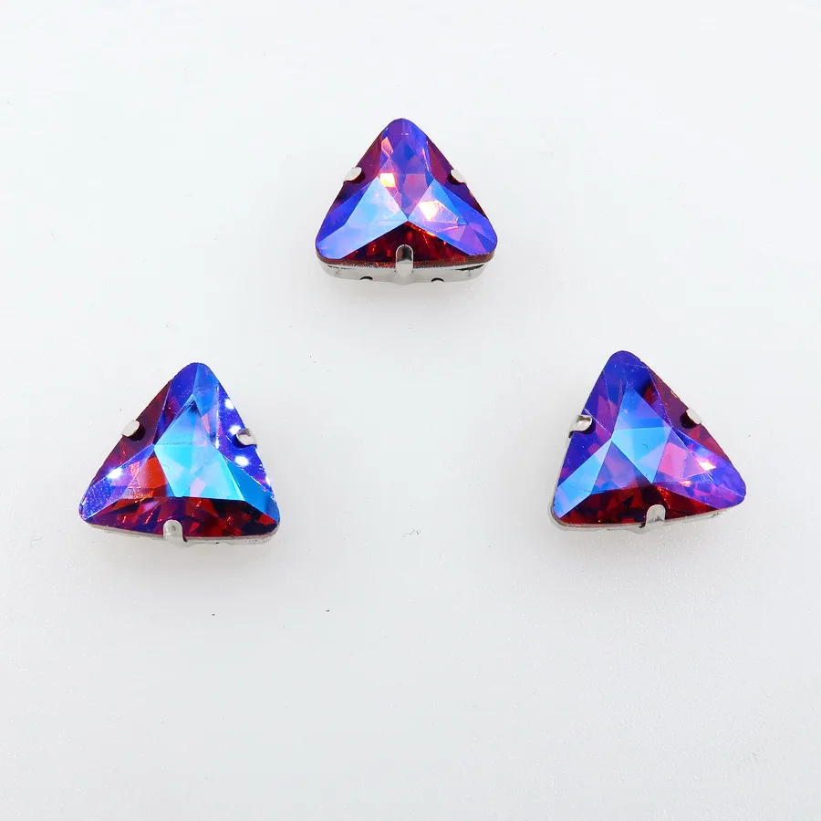Description Picture 4 of itemAB colors Silver claw settings 18mm Triangle shape glass Crystal Sew on rhinestone beads garments shoes handicraft diy trim