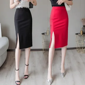 Woman 2020 New Spring Summer Fall High Waist Open Fork One-step Skirt Mid-calf Length Black Red Skirt OL Faldas Mujer Moda 2020
Woman 2020 New Spring Summer Fall High Waist Open Fork One-step Skirt Mid-calf Length Black Red Skirt OL Faldas Mujer Moda 2020