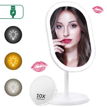 Makeup Mirror with LED Light Adjustable Cosmetic Table Mirror with 3 Color Modes USB Rechargeable Touch Screen Switch Beauty
Makeup Mirror with LED Light Adjustable Cosmetic Table Mirror with 3 Color Modes USB Rechargeable Touch Screen Switch Beauty