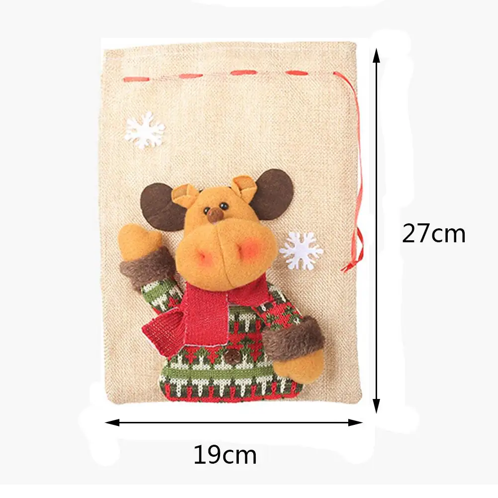 new linen drawstring christma candy bag exquisite