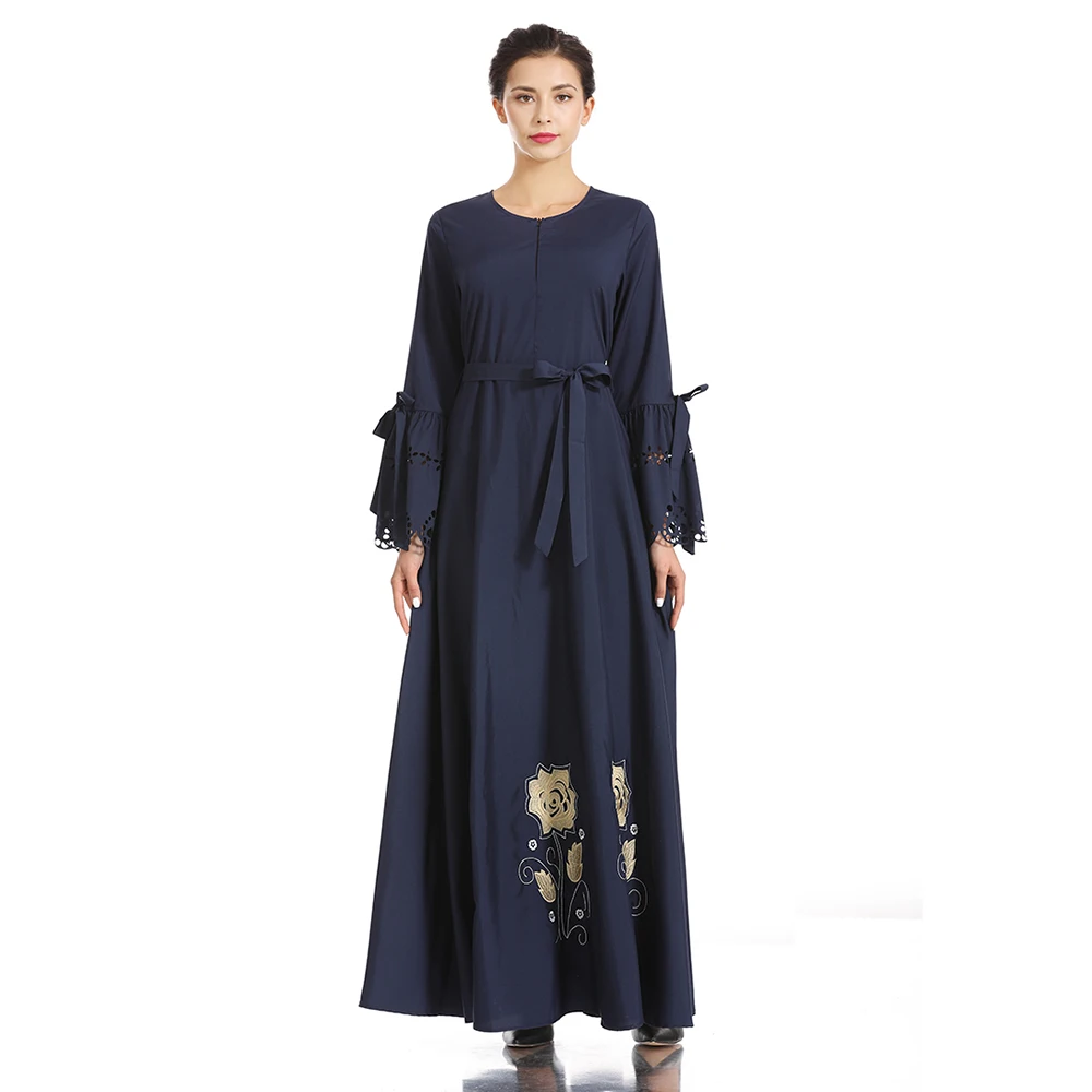 

Bobo African Maxi Femme Dresses O-neck Flared Sleeve Muslim Fashion Embroidery Long Vestidos Boubou Robe Gowns Abayas Retro