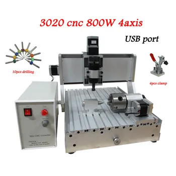 USB port 4axis cnc router 3020 800W cnc milling machine with limit switch for Wood metal aluminum PCB stone
USB port 4axis cnc router 3020 800W cnc milling machine with limit switch for Wood metal aluminum PCB stone
