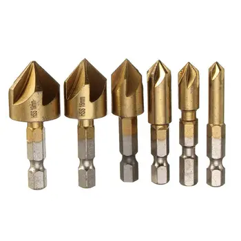6Pcs 90°5 Flute Countersink Drill Bit Set Counter Sink Chamfer Cutter 6-19mm
6Pcs 90°5 Flute Countersink Drill Bit Set Counter Sink Chamfer Cutter 6-19mm