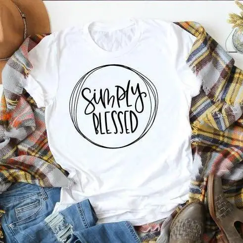 Christian Simply Blessed T-shirts Short Sleeve O Neck Tshirt Drop Shipping S-3XL Black Cotton Letter Print Graphic Top Tees
Christian Simply Blessed T-shirts Short Sleeve O Neck Tshirt Drop Shipping S-3XL Black Cotton Letter Print Graphic Top Tees