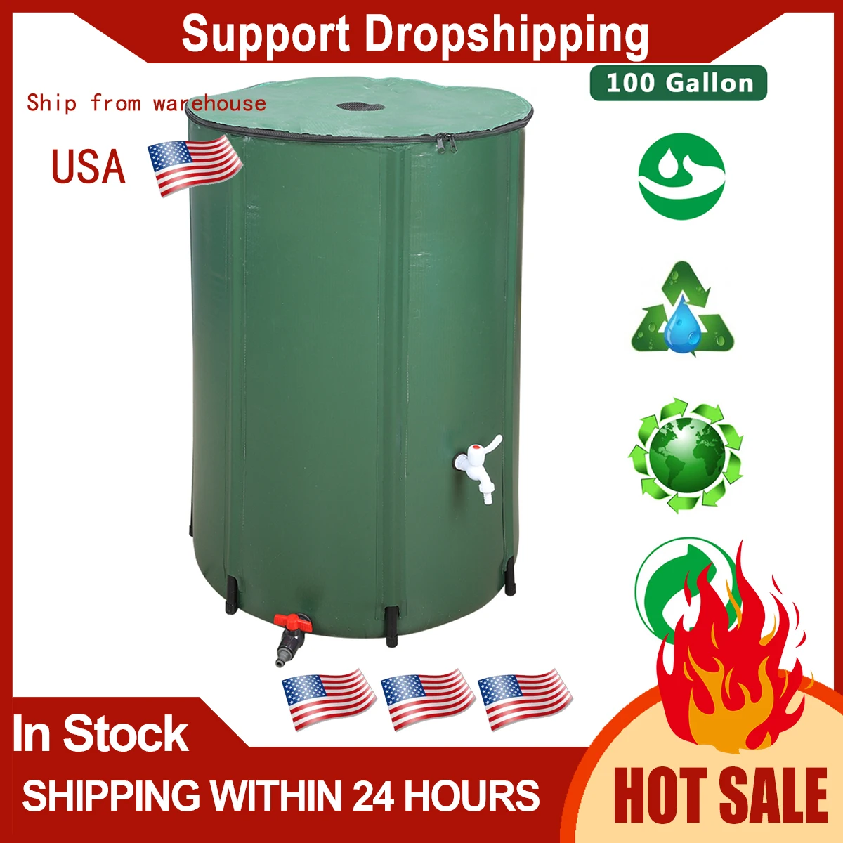 5/66/100 Gallon Folding Rain Barrel Water Collector Foldable Rain Water Storage Tool
5/66/100 Gallon Folding Rain Barrel Water Collector Foldable Rain Water Storage Tool
