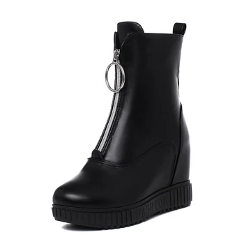 Thick-Soled Inner Heightening Metal Circle Zipper Fashion Women's Boots With Wedge Heel To Keep Warm Fluffy Waterproof Platform
Thick-Soled Inner Heightening Metal Circle Zipper Fashion Women's Boots With Wedge Heel To Keep Warm Fluffy Waterproof Platform