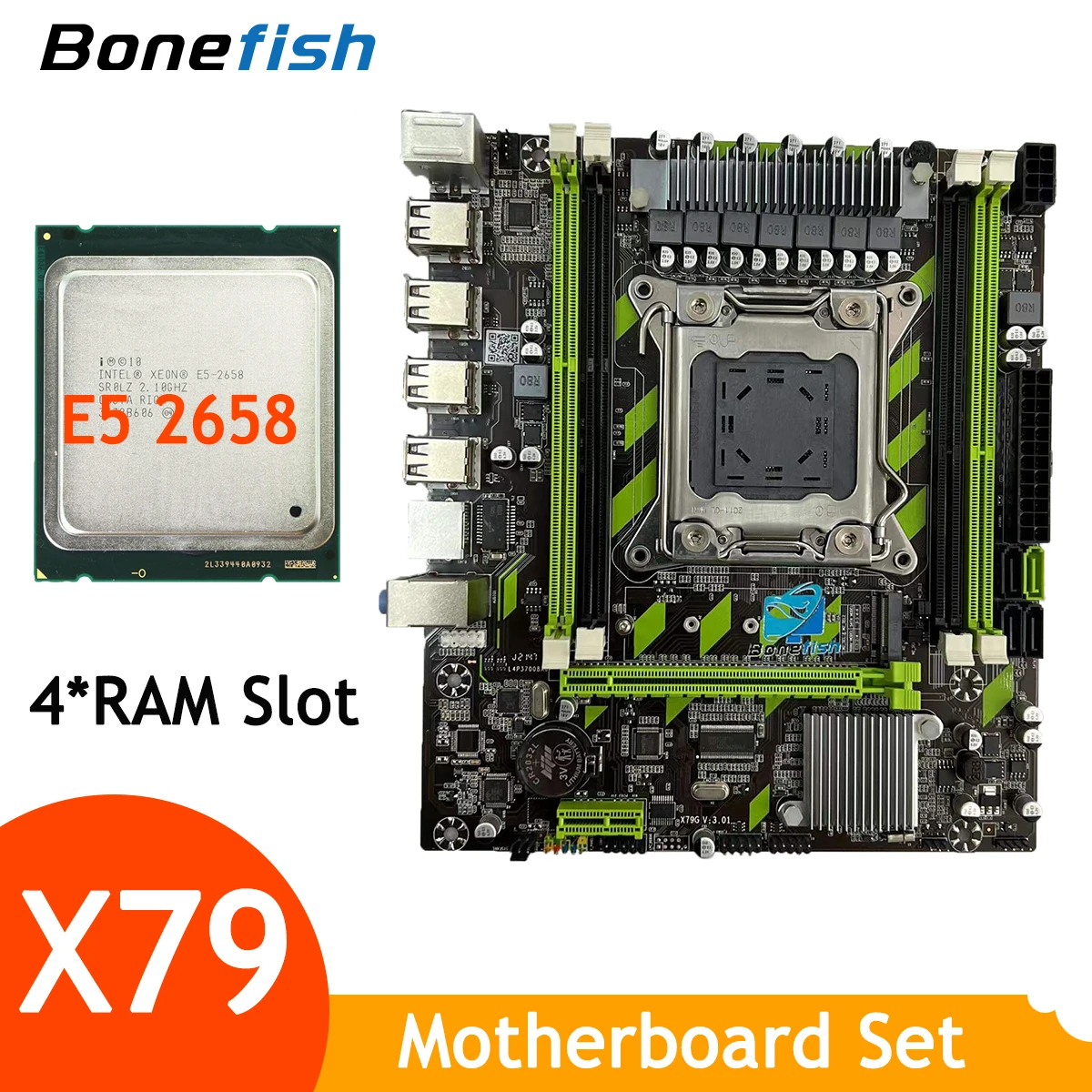 4 RAM Slot X79 Motherboard Kit Combo Set with Intel Xeon E5 2658 Processor LGA 2011 Support DDR3 1066 1333 1600 MHz NVME M.2 M2 |