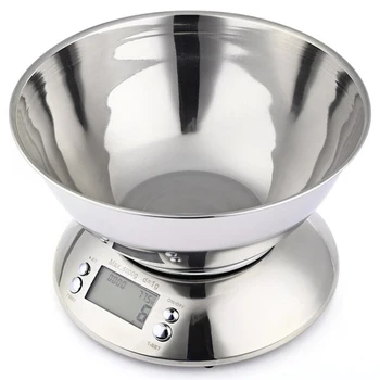 

Stainless Steel Kitchen Scale 5kg/1g Electronic Scale Kitchen Food Balance Cuisine Precision Digital Scale With Bowl Cook Tool