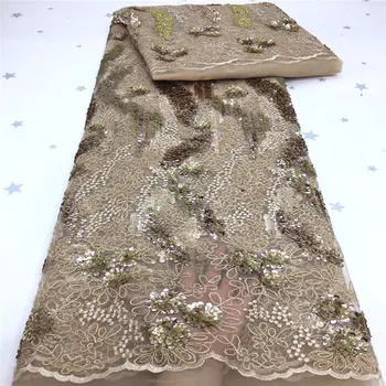 African 3d flower Lace Fabric 2020 gold High Quality Lace Material Nigerian French Lace Fabrics With Sequins For Wedding Dress
African 3d flower Lace Fabric 2020 gold High Quality Lace Material Nigerian French Lace Fabrics With Sequins For Wedding Dress