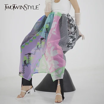 TWOTWINSTYLE Casual Asymmertical Print Skirts For Women High Waist Organza Bud Skirt Female Fashion Clothing 2020 Spring Tide 
TWOTWINSTYLE Casual Asymmertical Print Skirts For Women High Waist Organza Bud Skirt Female Fashion Clothing 2020 Spring Tide