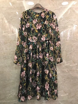 2020 Spring and Summer New Women's Printing Chain Color Matching Pattern Decorative Lace-up Waist Hugging Long-Sleeved Dress 527
2020 Spring and Summer New Women's Printing Chain Color Matching Pattern Decorative Lace-up Waist Hugging Long-Sleeved Dress 527