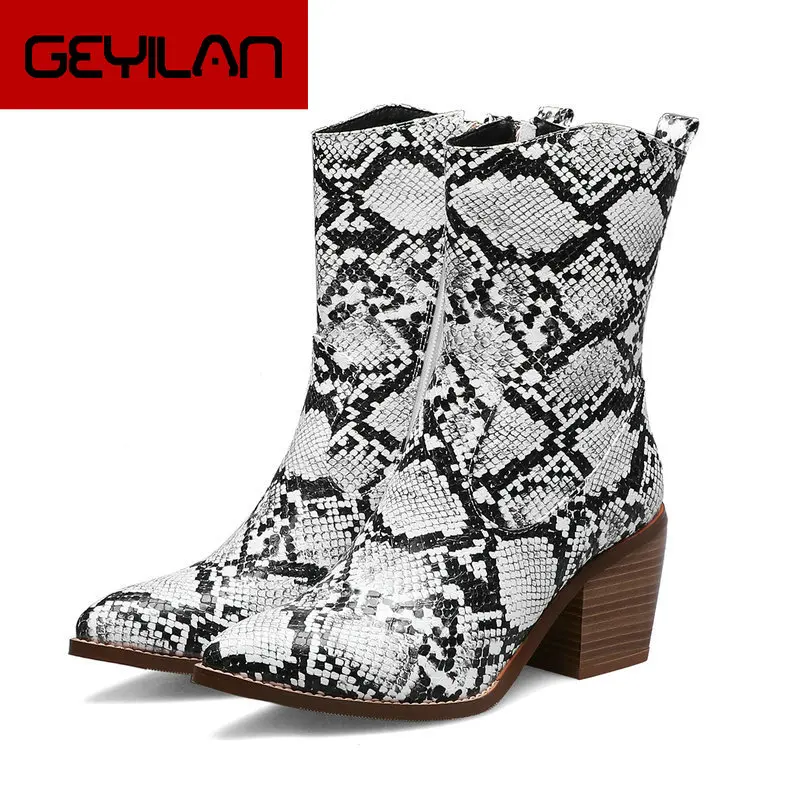 Autumn Winter Ankle Boots Women Sanke Print Faux Leather Square High Heel Booties Fashion Pointed Toe Zipper Ladies Shoes
Autumn Winter Ankle Boots Women Sanke Print Faux Leather Square High Heel Booties Fashion Pointed Toe Zipper Ladies Shoes