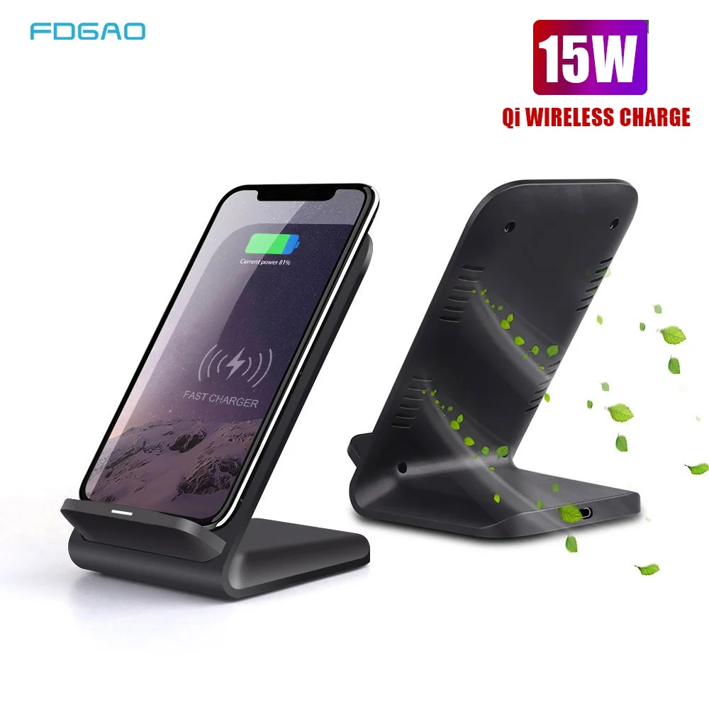 FDGAO 15W Qi Wireless Charger For Samsung S9 S10 Note 10 Fast Wireless Charging Desktop Holder Stand For iPhone 11 Pro XS MAX XR
FDGAO 15W Qi Wireless Charger For Samsung S9 S10 Note 10 Fast Wireless Charging Desktop Holder Stand For iPhone 11 Pro XS MAX XR