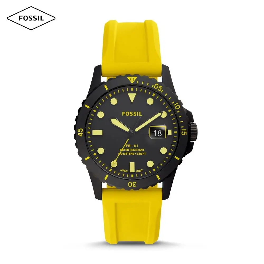 Фото Мужские наручные часы Fossil FS5684 с неоновым силиконовым ремешком | Наручные