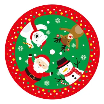 33 Inches Christmas Tree Skirt with Snowman Elk Pattern Beautiful Holiday Decoreation Red and Green