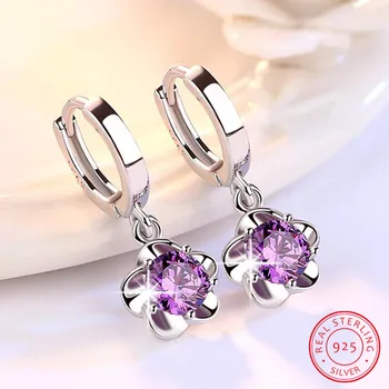 100% 925 sterling silver shiny crystal plum flower Drop earrings female jewelry women gift wholesale drop shipping
100% 925 sterling silver shiny crystal plum flower Drop earrings female jewelry women gift wholesale drop shipping