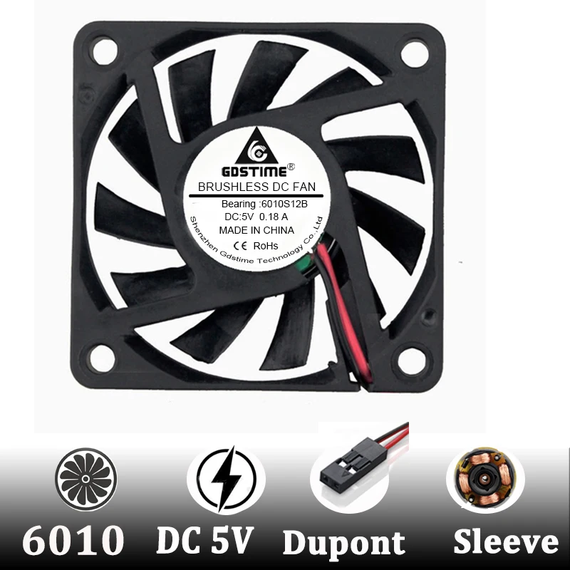 Gdstime 5 шт. 60 мм x 10 мм 6 см DC 5 в разъем Dupont PC чехол для компьютера охлаждающий вентилятор для процессора 60 мм x 60 мм x 10 мм 6010
Gdstime 5 шт. 60 мм x 10 мм 6 см DC 5 в разъем Dupont PC чехол для компьютера охлаждающий вентилятор для процессора 60 мм x 60 мм x 10 мм 6010