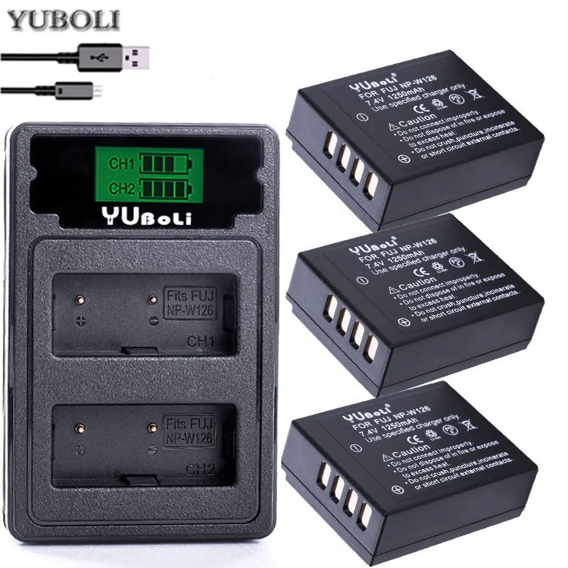 YUBOLI 1250mAh NP-W126 NP-W126S Camera battery +LCD USB Dual Charger For FUJIFILM X-S10 X-T3 X100F X-Pro3 X-A5 X-A7 X-T200 X-T30
YUBOLI 1250mAh NP-W126 NP-W126S Camera battery +LCD USB Dual Charger For FUJIFILM X-S10 X-T3 X100F X-Pro3 X-A5 X-A7 X-T200 X-T30