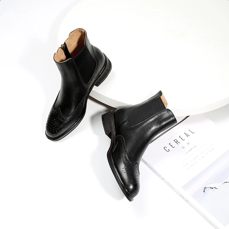 GUIDIBASIC Genuine Cow Leather Chelsea Short Boots Women's Flat Ankle Boots Round Toe Thick Heel Platform Boots
GUIDIBASIC Genuine Cow Leather Chelsea Short Boots Women's Flat Ankle Boots Round Toe Thick Heel Platform Boots