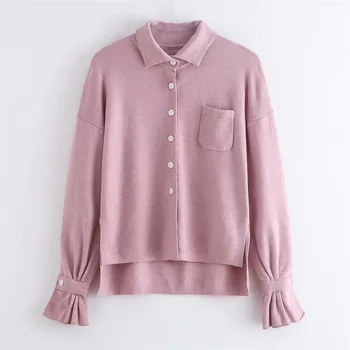 2020 Spring Women's New Lapel Long Sleeve Temperament Shirt Front Short Back Long Split Pocket Pockets with Ruffled Sweater
2020 Spring Women's New Lapel Long Sleeve Temperament Shirt Front Short Back Long Split Pocket Pockets with Ruffled Sweater