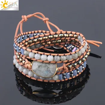 CSJA 2020 Labradorite Bracelets Natural Stone Leather Wrap Bracelet 6mm Beads Semi-Precioius Gem Pulsera Father's Day Gift F612
CSJA 2020 Labradorite Bracelets Natural Stone Leather Wrap Bracelet 6mm Beads Semi-Precioius Gem Pulsera Father's Day Gift F612