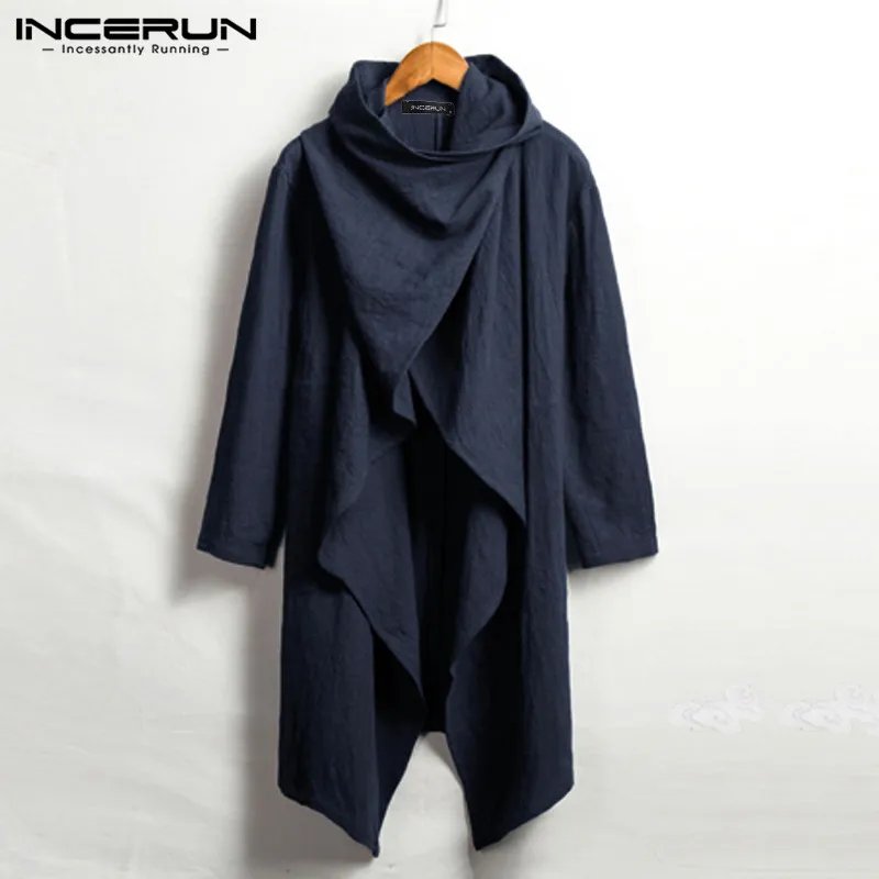 INCERUN 2023 Vintage Men Trench Coats Cotton Ponchos Scarf Collar Long Sleeve Cloak Irregular Jackets Solid Streetwear Outerwear
INCERUN 2023 Vintage Men Trench Coats Cotton Ponchos Scarf Collar Long Sleeve Cloak Irregular Jackets Solid Streetwear Outerwear