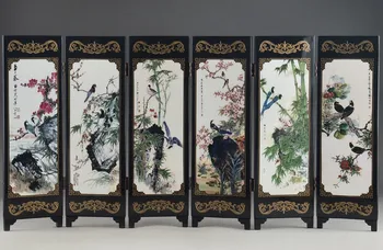 Chinese woodcarving screen, lacquer face auspicious bird calligraphy and painting, decorative crafts 
Chinese woodcarving screen, lacquer face auspicious bird calligraphy and painting, decorative crafts