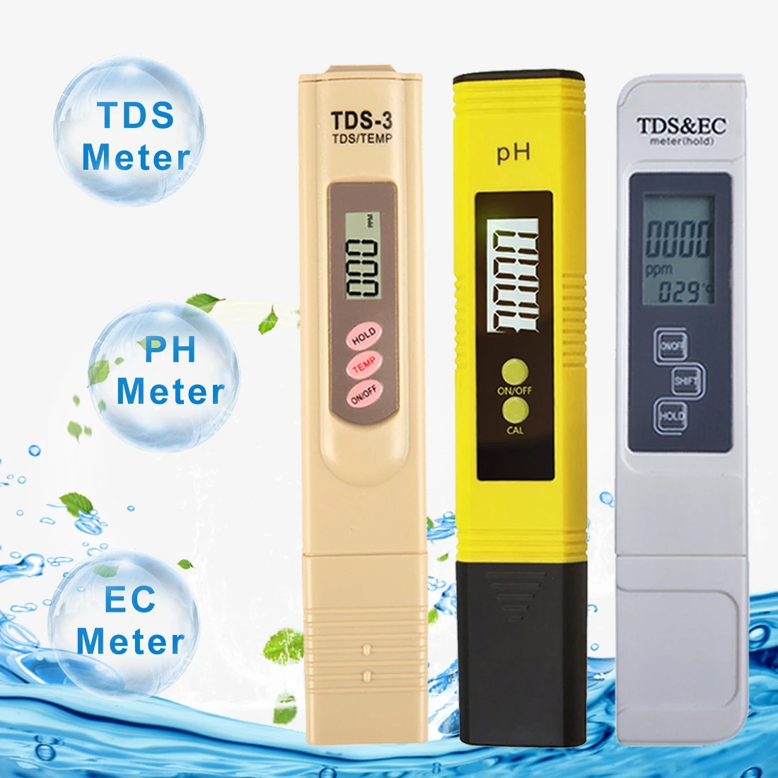 Water Quality Monitor Tester 2pcs PH Tester+TDS& EC Meter/TDS-3 Meter/ PH Paper Tester Meter for Pool Drinking Water LCD Display
Water Quality Monitor Tester 2pcs PH Tester+TDS& EC Meter/TDS-3 Meter/ PH Paper Tester Meter for Pool Drinking Water LCD Display