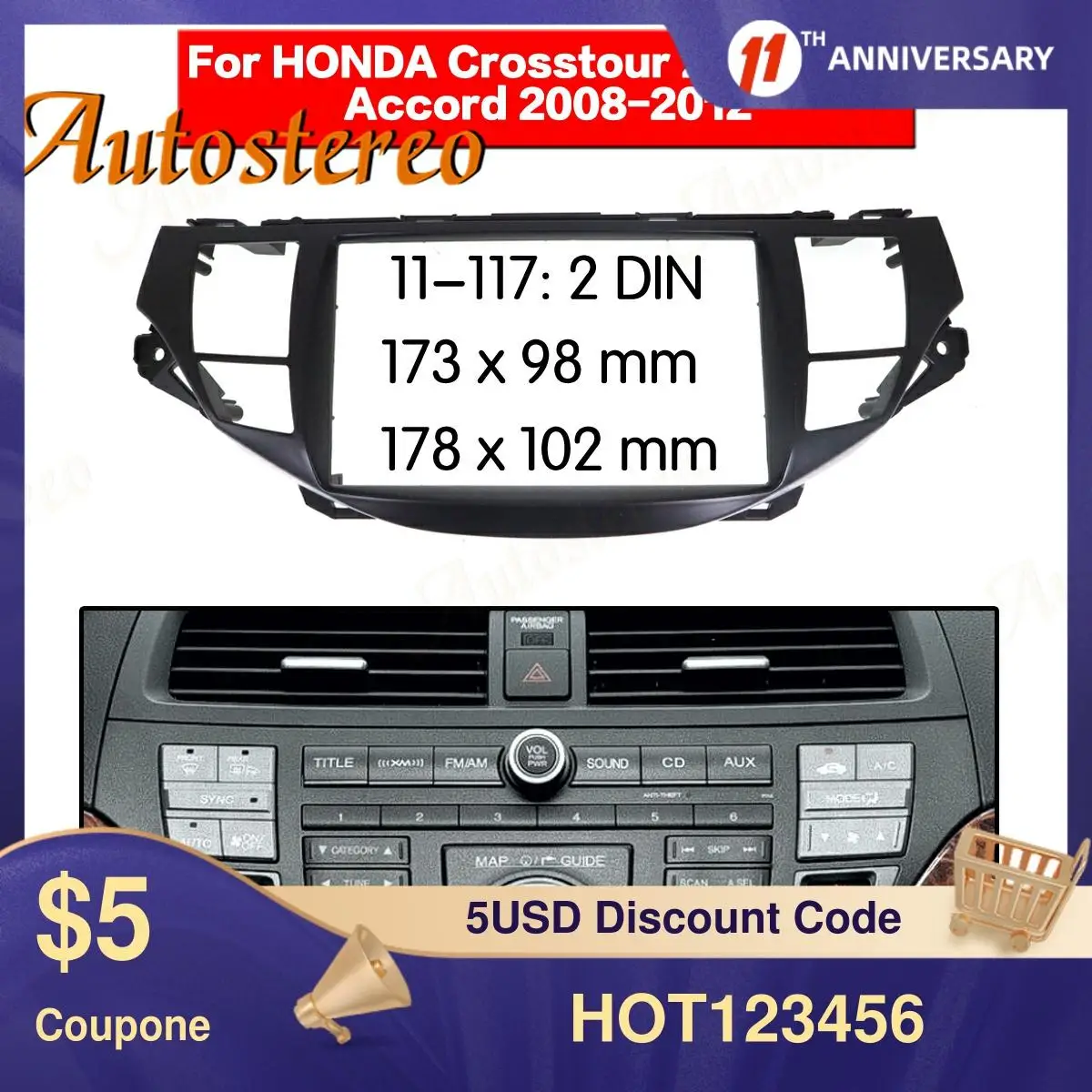 Car radio Frame Panel for Honda Accord 2008-2012 Auto Stereo Panel kit CD Trim Installation Car Detector
Car radio Frame Panel for Honda Accord 2008-2012 Auto Stereo Panel kit CD Trim Installation Car Detector