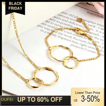 Vintage Necklace Bracelet Jewelry Set Simple Creative Gold Double Circle Chain Necklace Set Irregular Women Wedding Jewelry Gift
Vintage Necklace Bracelet Jewelry Set Simple Creative Gold Double Circle Chain Necklace Set Irregular Women Wedding Jewelry Gift