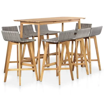 9 Piece Outdoor Dining Set Solid Acacia Wood Bar Set Weather Resistant For Garden/Balcony/Patio Dining Room Simple
9 Piece Outdoor Dining Set Solid Acacia Wood Bar Set Weather Resistant For Garden/Balcony/Patio Dining Room Simple