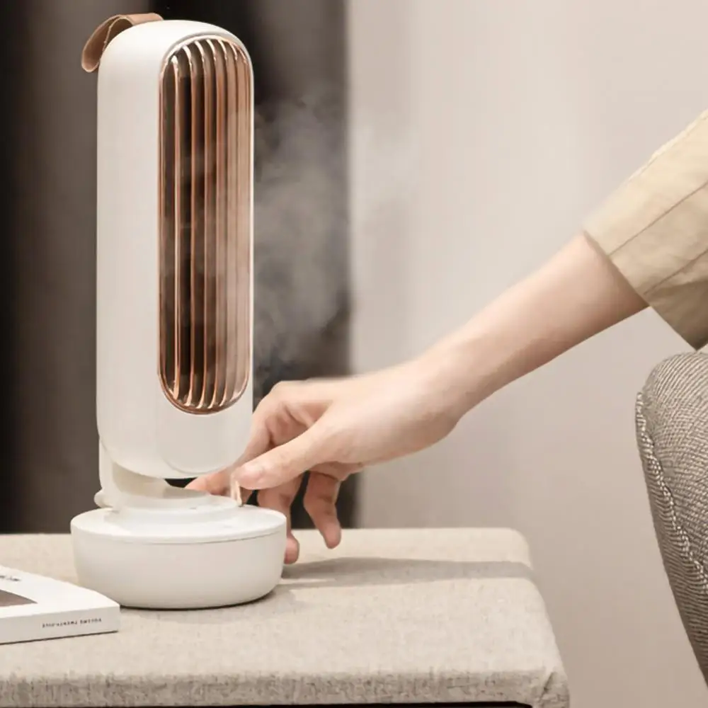 Retro Tower Fan Desktop Silent Strong Wind USB 2 in 1 Water Spraying Air Conditioner Ultrasonic Humidifier Ventilation Fans | Дом и сад