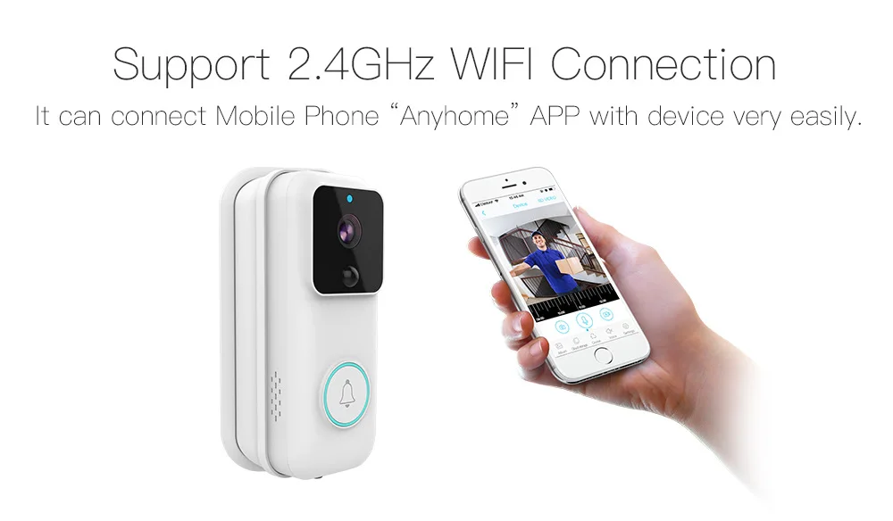 Intelligent anti-theft video doorbell wireless WiFi1080P remote monitoring video voice two-way intercom doorbell
Intelligent anti-theft video doorbell wireless WiFi1080P remote monitoring video voice two-way intercom doorbell