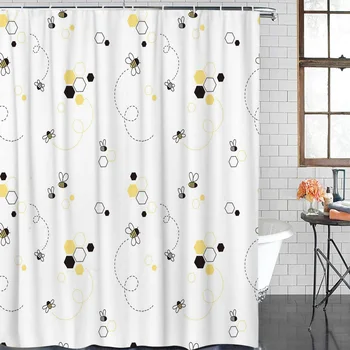 Cartoon Bath Curtain Bee Line Cute Decoration Square Pattern Shower Curtain Waterproof Polyester Fabric Bathroom Decor
Cartoon Bath Curtain Bee Line Cute Decoration Square Pattern Shower Curtain Waterproof Polyester Fabric Bathroom Decor
