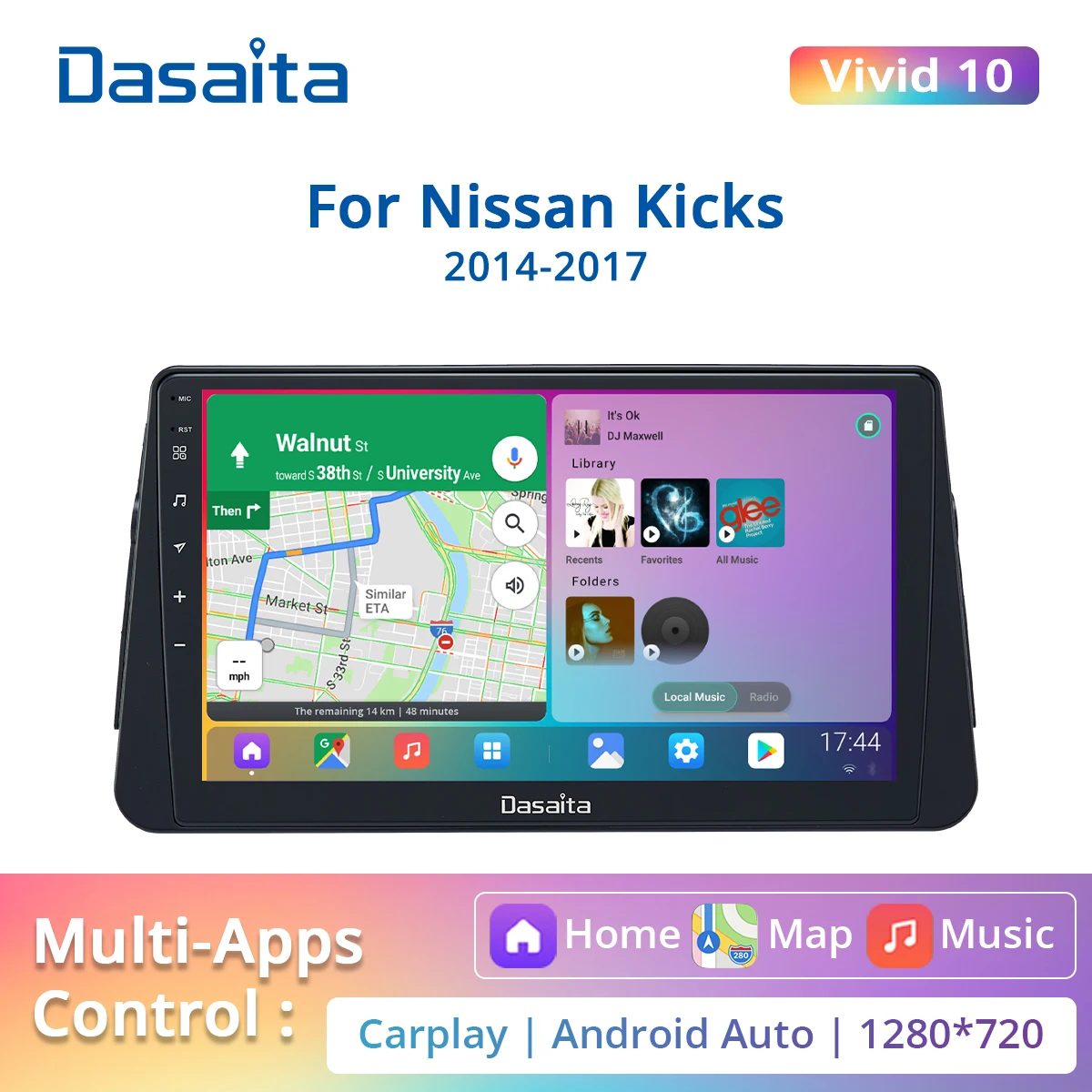 Dasaita для Nissan Kicks Micra GPS 2014 2015 2016 2017 автомобильные видеоплееры 10 2 дюймов Android 0 Carplay DSP