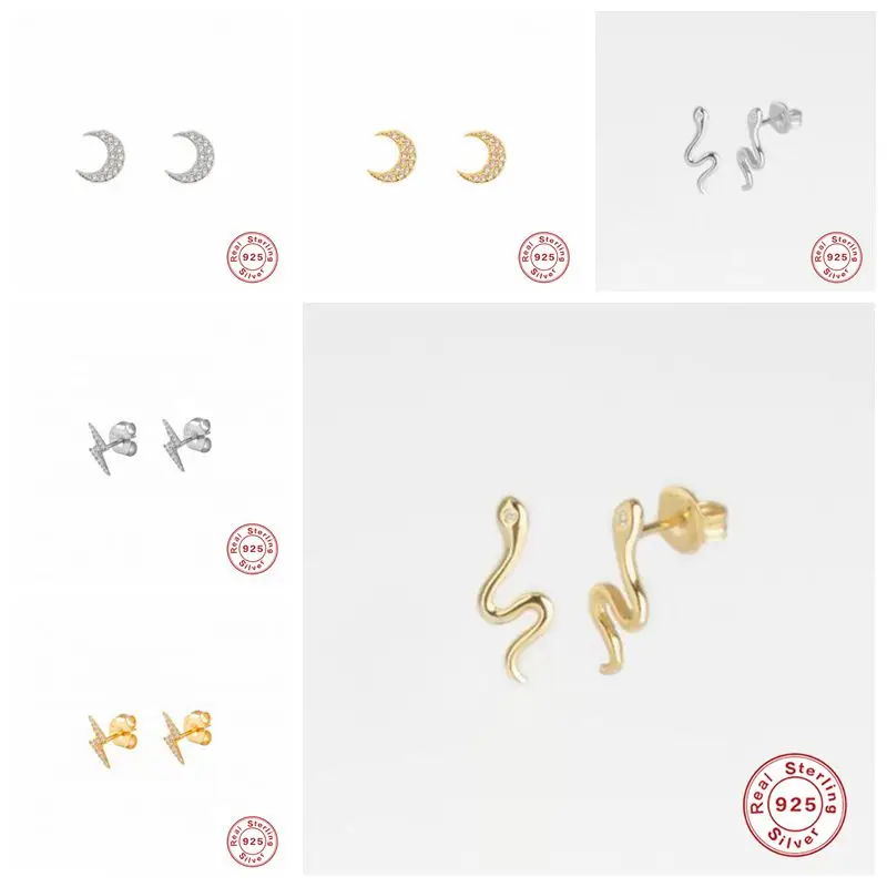Sterling Silver simple stud earring gift for women girl Wholesale 2019 Serpentine lightning Jewelry Gold Silver Earrings A30
Sterling Silver simple stud earring gift for women girl Wholesale 2019 Serpentine lightning Jewelry Gold Silver Earrings A30