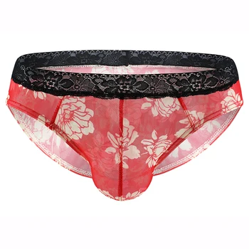 Lace Printed Men Briefs Underwear Sexy Mesh Perspective Panties Breathable Floral Hot Mens Exotic Underpants
Lace Printed Men Briefs Underwear Sexy Mesh Perspective Panties Breathable Floral Hot Mens Exotic Underpants